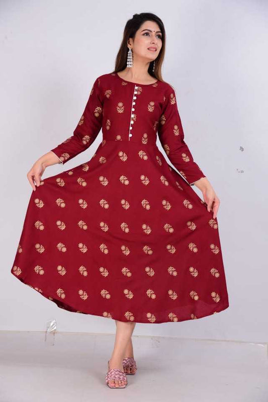 Aman Cotton Kurtis For Women (Maroon)