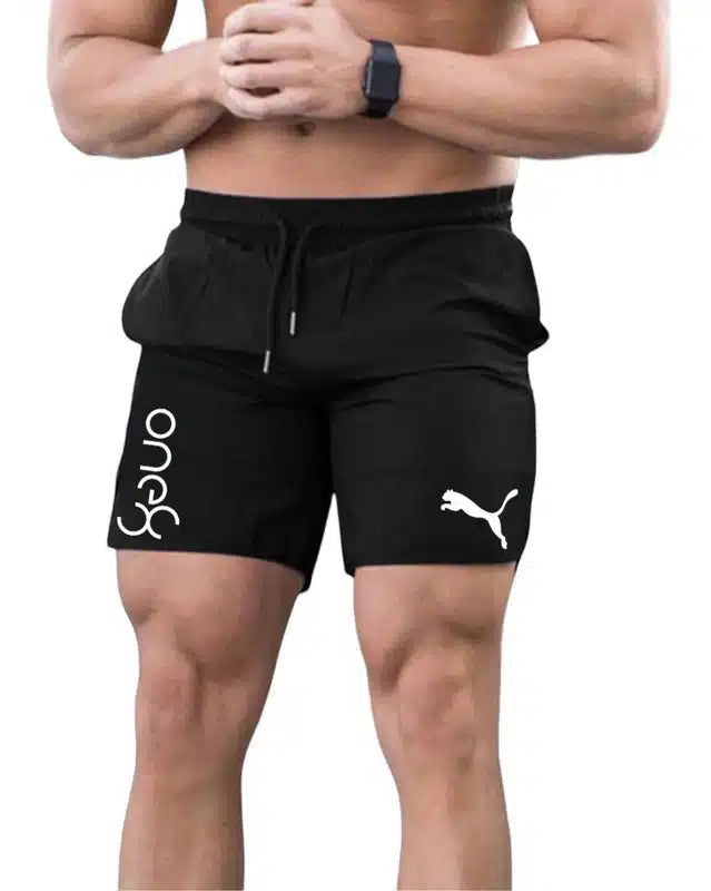 Lycra Printed Shorts for Men (Black)